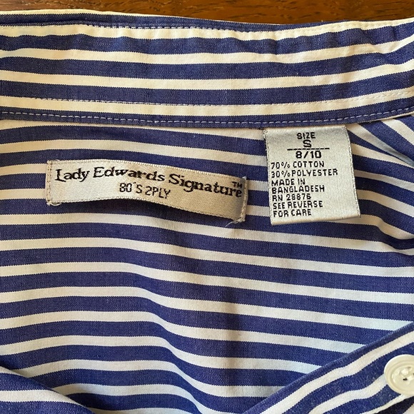 Vintage 80s Lady Edwards Signature Striped Button Down Shirt - Picture 3 of 4